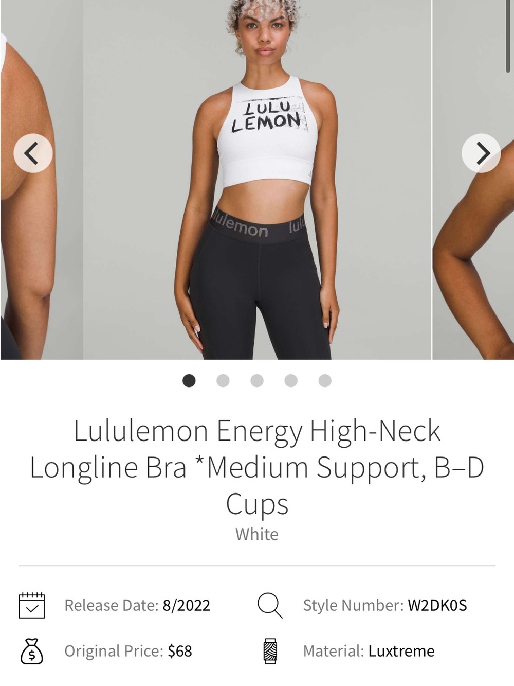 lululemon athletica White High-Neck Crop Sports Bra with Black Logo
